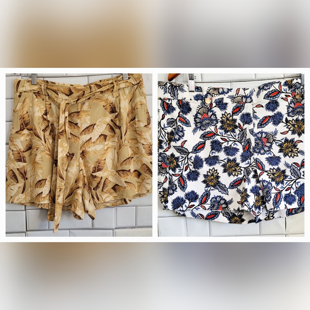 Loft | Maison D’amelie Ladies Lot Of 2 Floral Print Shorts Pockets Classic Vacat